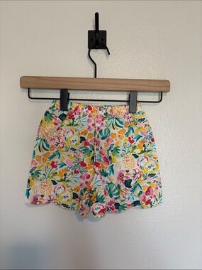 Girl's Florence Eiseman Abstract Watercolor Floral Elastic Waist Shorts 4